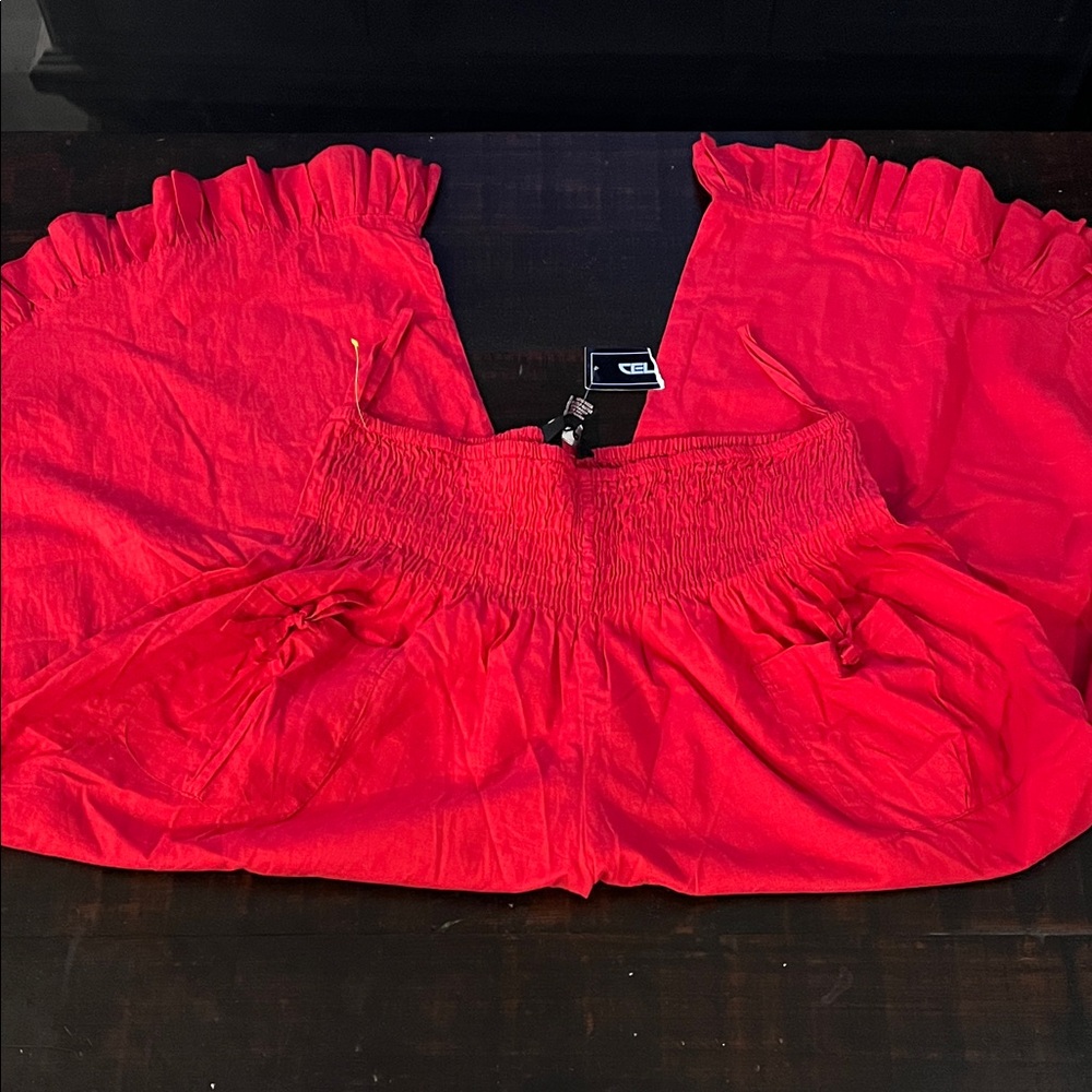 Celina Moon Red Wide Leg Pants